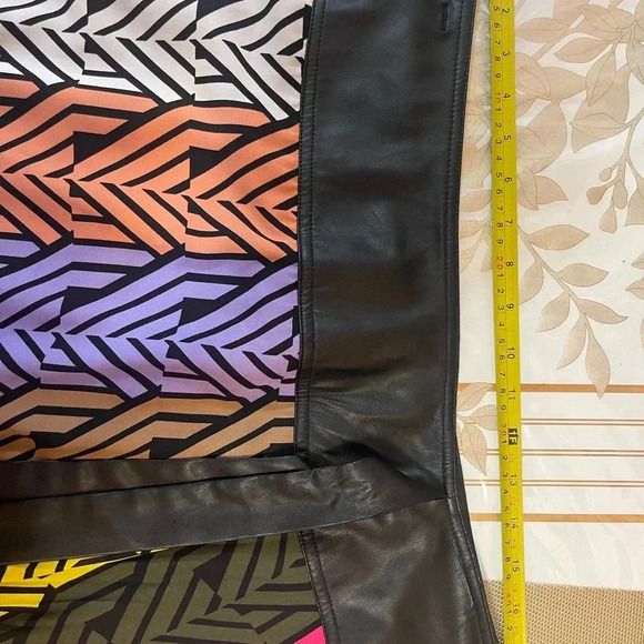 Womens Wrap asymmetrical Flare Skirt Faux Leather Belt Size S/ M Multicoloured - Picture 6 of 8